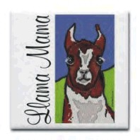 Llama Mama Unique COLORFUL GIFT Tile Art Coaster FUN!!
